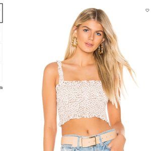 NWOT Faithfull Rowe Smocked Floral Print Cropped Top, XS